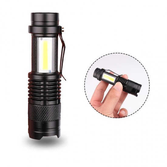 XANES SK68 LED+COB 3Modes Front + Side Light USB Rechargeable Zoomable Mini LED Flashlight Suit