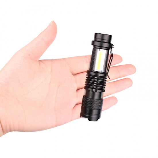XANES SK68 LED+COB 3Modes Front + Side Light USB Rechargeable Zoomable Mini LED Flashlight Suit