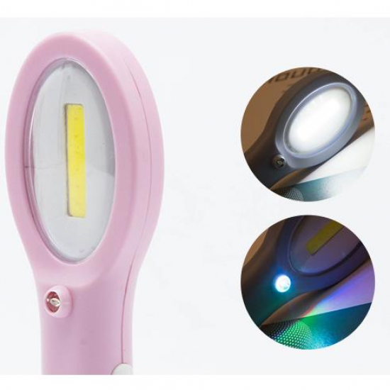 2 in 1 078 COB Portable LED Flashlight Night Light With Makeup Mirror