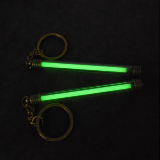 Copper + Acrylic Tritium Vials Keychain Self-luminous 15-Years 5x80mm