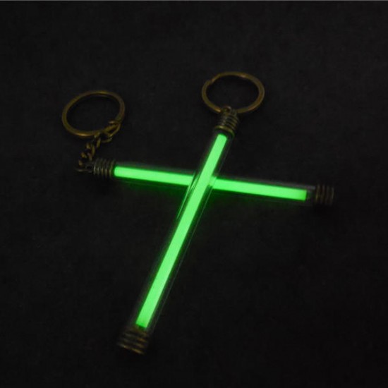 Copper + Acrylic Tritium Vials Keychain Self-luminous 15-Years 5x80mm