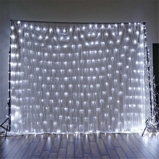 1.5x1.5m IP65 LED Curtain Fairy Holiday String Light Christmas Party Wedding Decor EU Plug AC220V