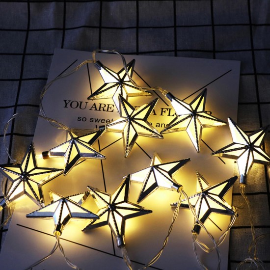 1.65M Battery Powered 10PCS Star Shape Eid Ramadan LED String Light Indoor Home Party Decor 1.65M Battery Powered 10PCS Star Shape Eid Ramadan LED String Light Indoor Home Party Decor