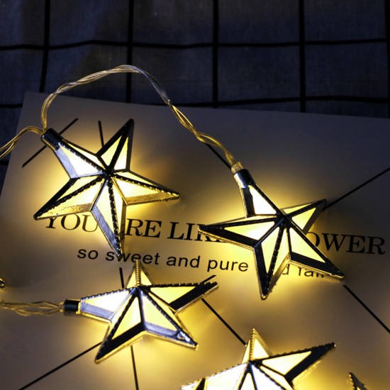 1.65M Battery Powered 10PCS Star Shape Eid Ramadan LED String Light Indoor Home Party Decor 1.65M Battery Powered 10PCS Star Shape Eid Ramadan LED String Light Indoor Home Party Decor