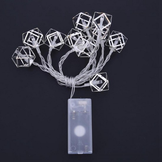 1.8M 3M Battery Operated LED Iron Polygon String Light Bedroom Home Christmas Decor Garland Lamp