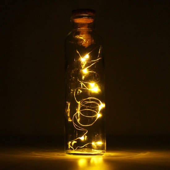 Solar Powered 10LEDs Cork Shaped Silver Wire Wine Bottle Fairy String Light for Christmas Party