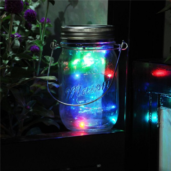 Solar Powered 2M 20LEDs Mason Jar Lid Insert Fairy String Light for Garden Christmas Party Decor