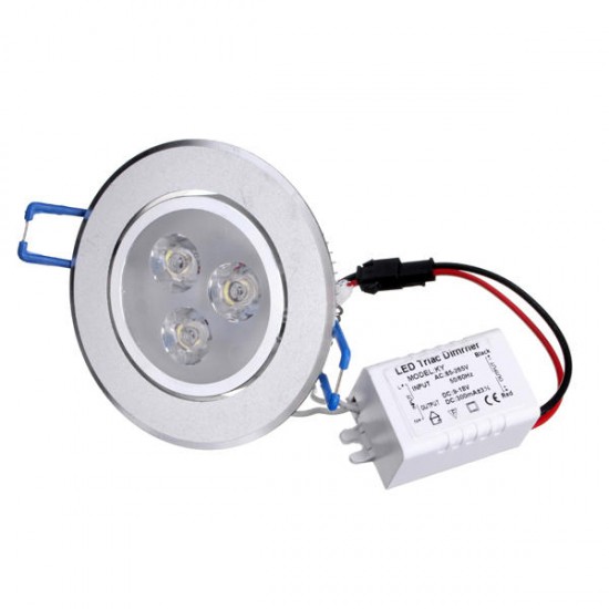 3W Dimmable Bright LED Recessed Ceiling Down Light 85-265V