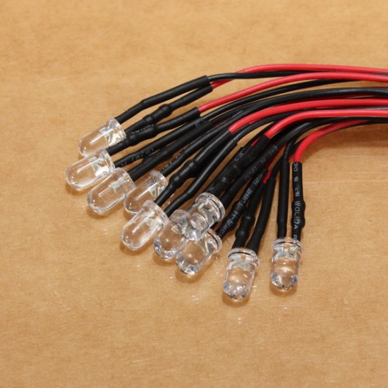 10pcs 10 x Pre Wired 5mm Bright White LEDs Bulb 20cm Pre Wired 12V 10pcs 10 x Pre Wired 5mm Bright White LEDs Bulb 20cm Pre Wired 12V