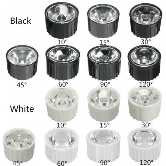 10pcs 10° 15° 30° 45° LED Lens for High Power DIY Black Light Lamp Bulb