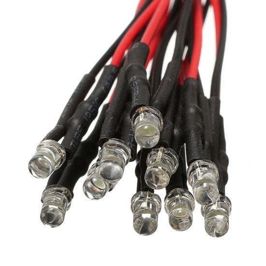 10pcs 3mm Pre Wired Constant LED Diode Ultra Bright Transparent Clear Bulb DC12V 10pcs 3mm Pre Wired Constant LED Diode Ultra Bright Transparent Clear Bulb DC12V