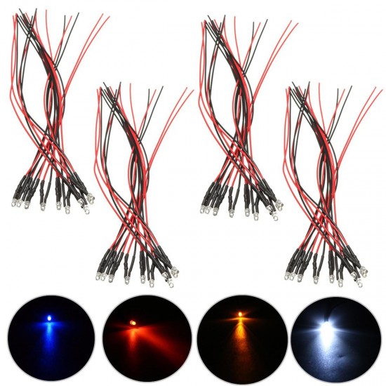 10pcs 3mm Pre Wired Constant LED Diode Ultra Bright Transparent Clear Bulb DC12V 10pcs 3mm Pre Wired Constant LED Diode Ultra Bright Transparent Clear Bulb DC12V