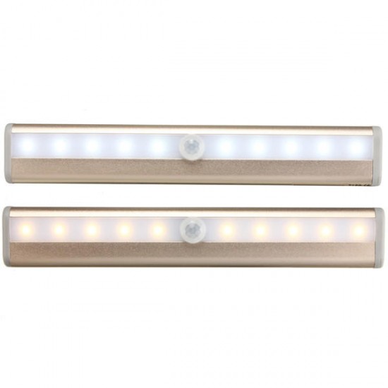 10 LED Cabinet Light PIR Human Body Motion Sensor Lamp Cupboard Closet LED Night Light LED Strip Light 6V