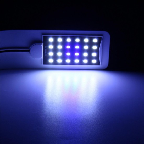 10W 5730 24 LED Aquarium Light Clip Fish Tank Lamp White:Blue 5:1 AC220V