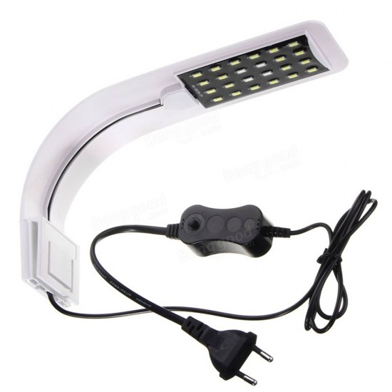 10W SMD5730 24 LED Aquarium Light Clip Fish Tank Lamp White:Blue 5:1 AC220V