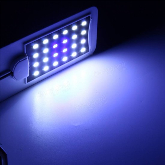 10W SMD5730 24 LED Aquarium Light Clip Fish Tank Lamp White:Blue 5:1 AC220V