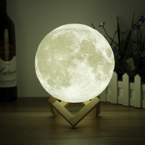 15cm 3D Magical Two Tone Moon Table Lamp USB Charging Luna LED Night Light Touch Sensor Gift