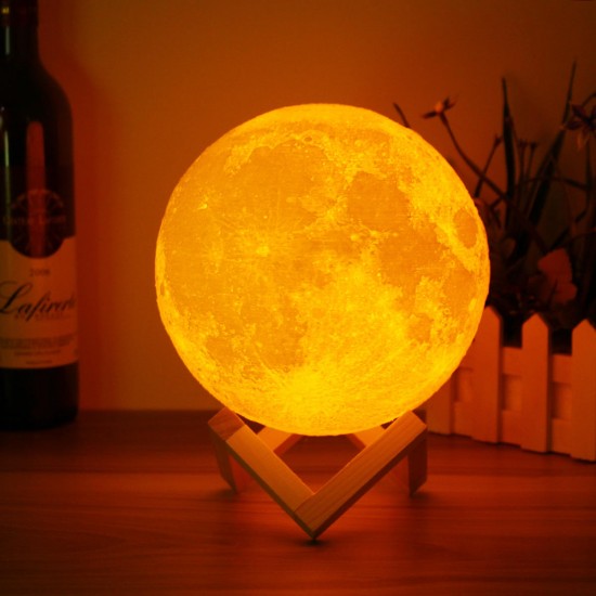 15cm 3D Magical Two Tone Moon Table Lamp USB Charging Luna LED Night Light Touch Sensor Gift