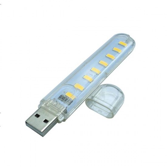 Mini USB 3W SMD5730 White/Warm White Mobile Power Lamp Camping 8 LED Night Light DC5V
