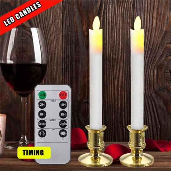 2Pcs Battery Operated Remote Control LED Flameless Candle Table Lamp for Halloween Churches