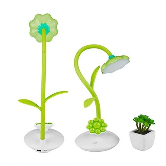 3W Sunflower Flexible Touch Dimmable LED Table Lamp Rechargeable with smartphone Stand Holder