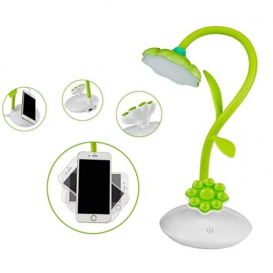 3W Sunflower Flexible Touch Dimmable LED Table Lamp Rechargeable with smartphone Stand Holder