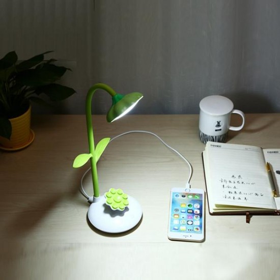 3W Sunflower Flexible Touch Dimmable LED Table Lamp Rechargeable with smartphone Stand Holder