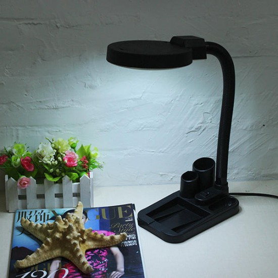 40 LED Lighting Magnifying Glass Desk Lamp With 5X & 10X Magnifier