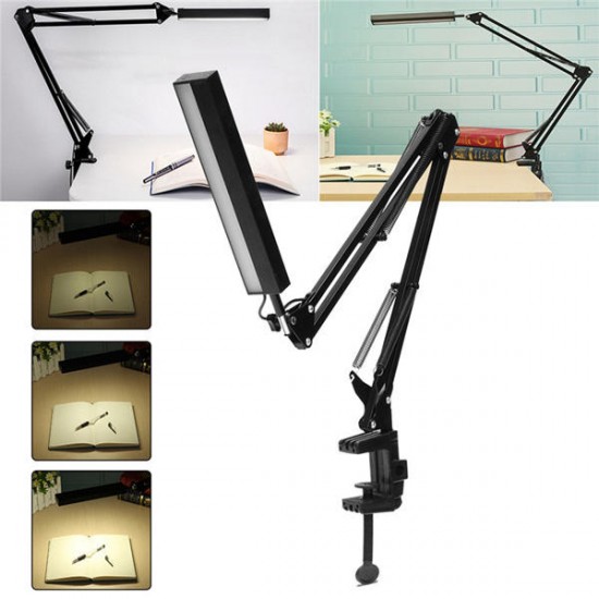 5W Long Arm Clip Touch Dimmable LED Table Desk Lamp USB Reading Light Home Decoration