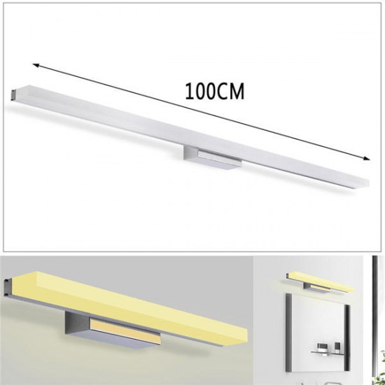 100cm 16W 88 LED Mirror Front Lamp Morden Wall Lamp Stainless Steel 1280lm85-265V