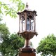 220V E27 Exterior Antique Brass Post Fence Lantern Light Landscape Garden Lamp