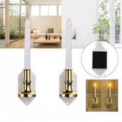 2PCS Solar Powered Candle Warm Light Wall Lamp Home Romantic Window Decoration 2PCS Solar Powered Candle Warm Light Wall Lamp Home Romantic Window Decoration