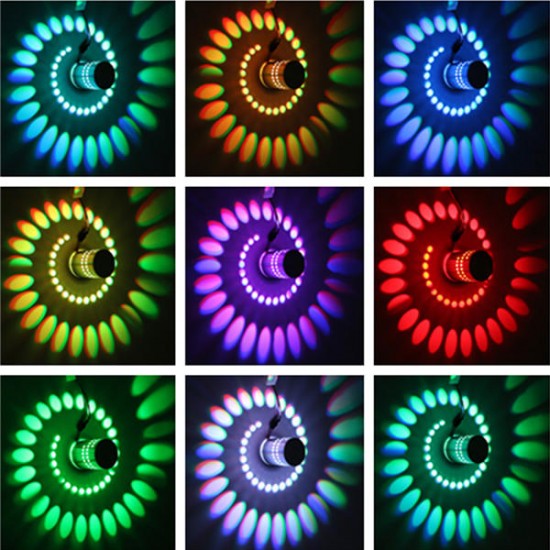 3W RGB LED Wall Lights Remote Control Spiral Ceiling Lamp for Hallway Porch KTV