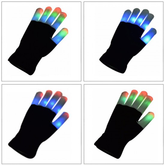 1-Pair XANES 003 15 x LEDs 7 Modes Street Dance Glowing Colorful Gloves Laser Glove