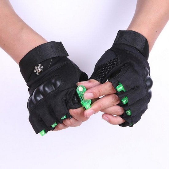 1Pair XANES 050 Half Finger Green Laser Gloves LED Gloves Light