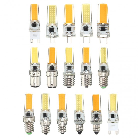 Dimmable E11 E12 E14 E17 G4 G8 G9 BA15D 2.5W LED COB Silicone Pure White Warm White Light Bulb 110V