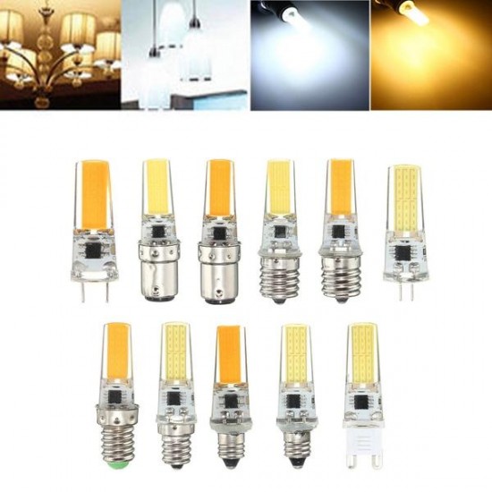 Dimmable E11 E12 E14 E17 G4 G8 G9 BA15D 2.5W LED COB Silicone Pure White Warm White Light Bulb 110V