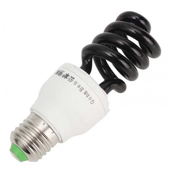 E27 18W Spiral UV Ultraviolet Fluorescent Black CFL Light Bulb Lamp AC220V