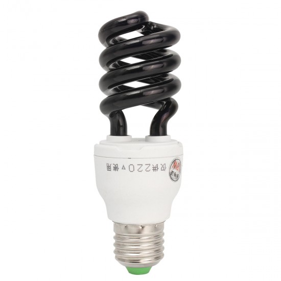 E27 18W Spiral UV Ultraviolet Fluorescent Black CFL Light Bulb Lamp AC220V