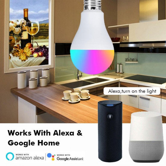 AC85-265V E27 7W Wifi APP Control Smart RGBW LED Light Bulb for Amazon Alexa Google Home