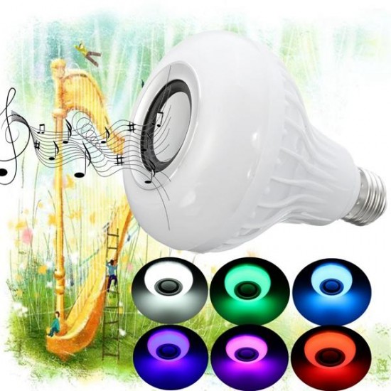 E27 15W RGBW Wireless Bluetooth Speaker Music  Play LED Smart Light Bulb + Remote AC100-240V