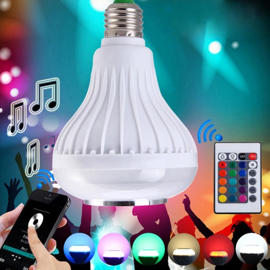 E27 LED RGB Bluetooth Speaker Bulb Wireless 12W Power Music Playing Light Lamp