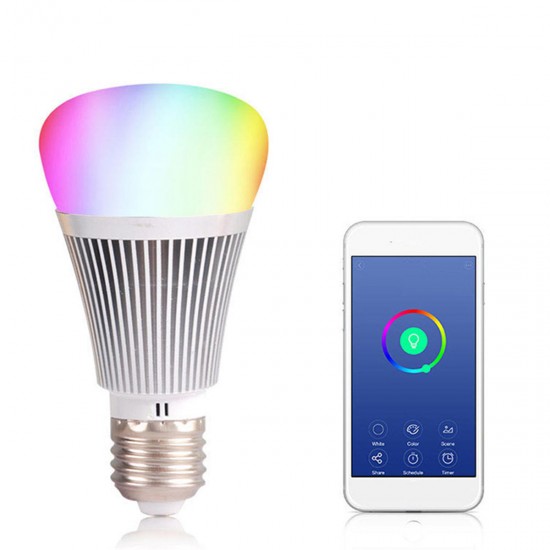 E27/B22 7W WIFI Smart Light Bulb Wireless Dimmable Remote Control RGB LED Lamp AC85-265V