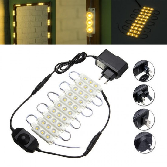 1.5M SMD5050 Waterproof Warm White LED Module Strip Light Kit Mirror Signage Lamp + Adapter DC12V 1.5M SMD5050 Waterproof Warm White LED Module Strip Light Kit Mirror Signage Lamp + Adapter DC12V