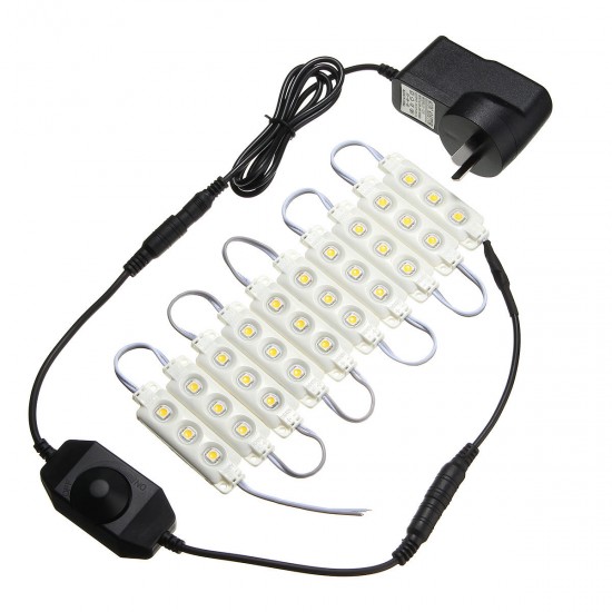 1.5M SMD5050 Waterproof Warm White LED Module Strip Light Kit Mirror Signage Lamp + Adapter DC12V