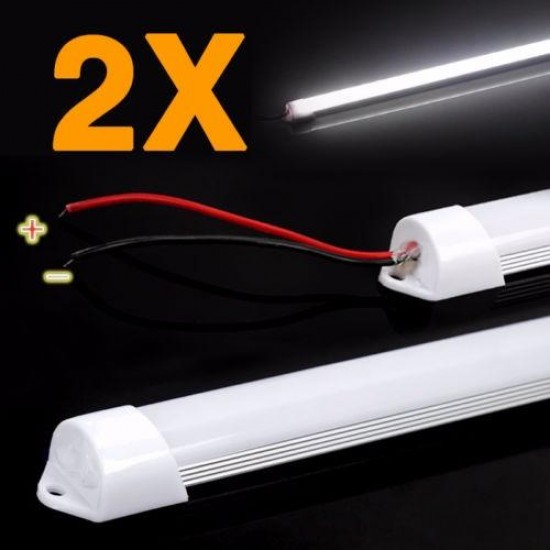 2 X 50CM 8520 SMD Cool White LED Rigid Strip Aluminum Case Cabinet Tube Light Lamp DC12V