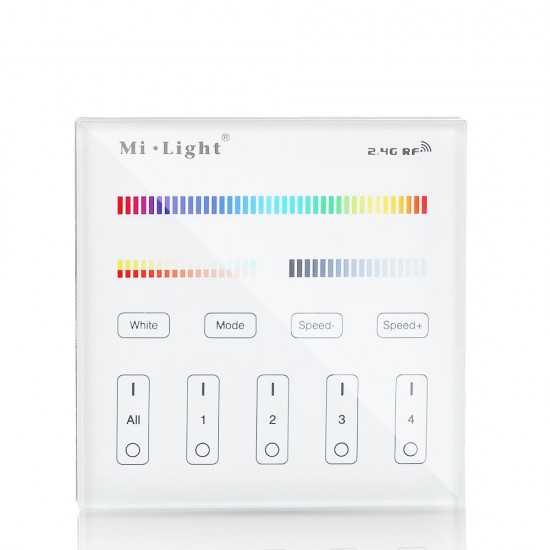 Mi Light Battery Powered B4 4-Zone RGB+CCT Smart Panel RF Controller For LED Strip Light Lamp Bulb Mi Light Battery Powered B4 4-Zone RGB+CCT Smart Panel RF Controller For LED Strip Light Lamp Bulb