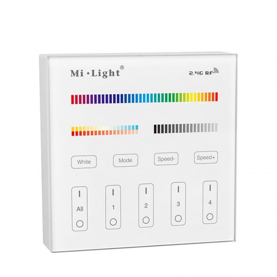 Mi Light Battery Powered B4 4-Zone RGB+CCT Smart Panel RF Controller For LED Strip Light Lamp Bulb Mi Light Battery Powered B4 4-Zone RGB+CCT Smart Panel RF Controller For LED Strip Light Lamp Bulb