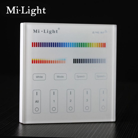 Mi Light Battery Powered B4 4-Zone RGB+CCT Smart Panel RF Controller For LED Strip Light Lamp Bulb Mi Light Battery Powered B4 4-Zone RGB+CCT Smart Panel RF Controller For LED Strip Light Lamp Bulb