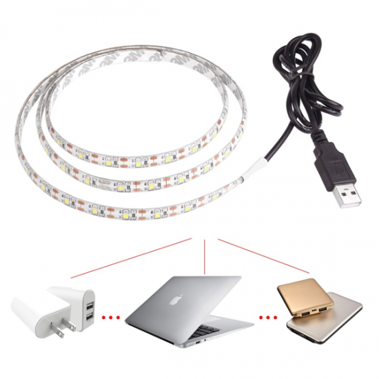 100CM 60 SMD 3528 USB LED Strip RGB Light WaterProof IP65 5V